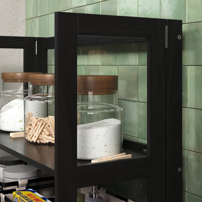 Jela Solid Wood 3 Shelf Folding Bookcase - Black