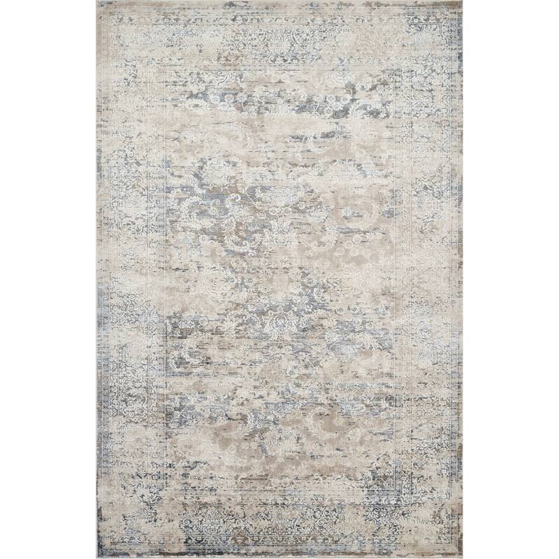 Omari Collection Blue/Cream/Brown Oriental Traditional Area Rug - 5'3 X 7'6