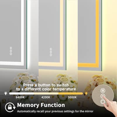 24x32" Frameless Tempered MirrorDual LED Light StripsFront and Back Lighting