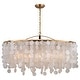 preview thumbnail 8 of 11, Elsa 5L Coastal Capiz Shell Linear Chandelier Island Pendant Light Fixture - 35.75-in W x 21-in H x 15-in D