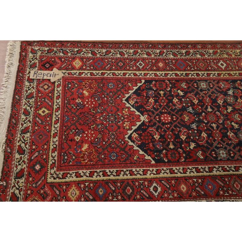 Pre-1900 Antique Bakhtiari Persian Runner Rug Handmade Wool Carpet - 3'4"x 15'8"