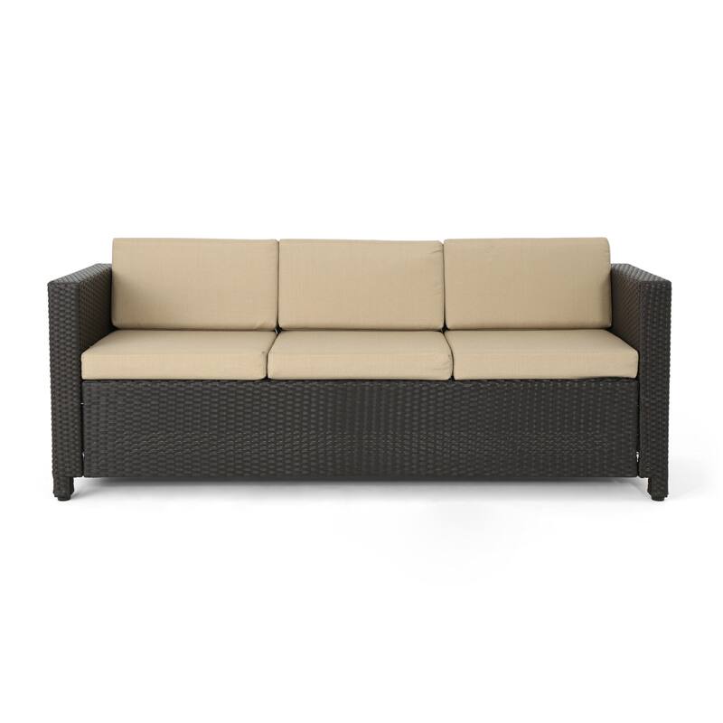 Puerta Outdoor 7-seater Cushioned Wicker Sofa Chat Set by Christopher Knight Home
