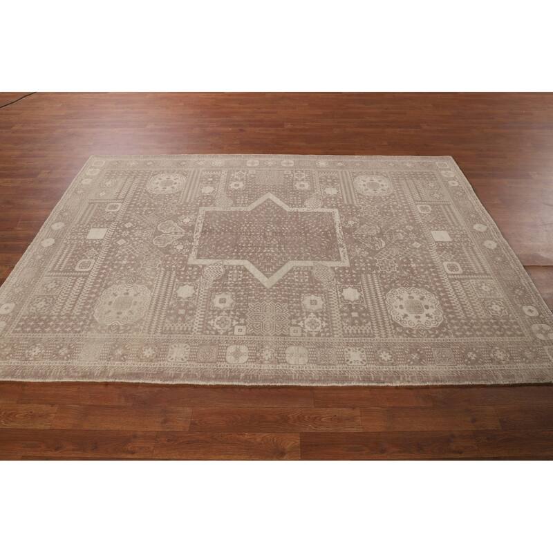 Geometric Oriental Area Rug Handmade Wool Carpet - 5'3"x 7'6"