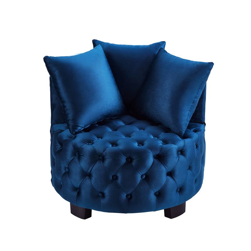 Upholstered Tufted Leisure Chair Accent Chair, Velvet Single Sofa Round Club Chair