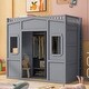 preview thumbnail 41 of 78, Twin/Full Size House Loft Bed with Bulit-in Wardrobe, Hanging Rod & Storage Shelves, Wooden Loft Bedframe with Window and Ladder Grey - Twin