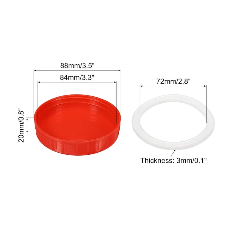 86mm Wide Mouth Plastic Mason Jar Lids, 10Pcs Jars Caps w Sealing Ring