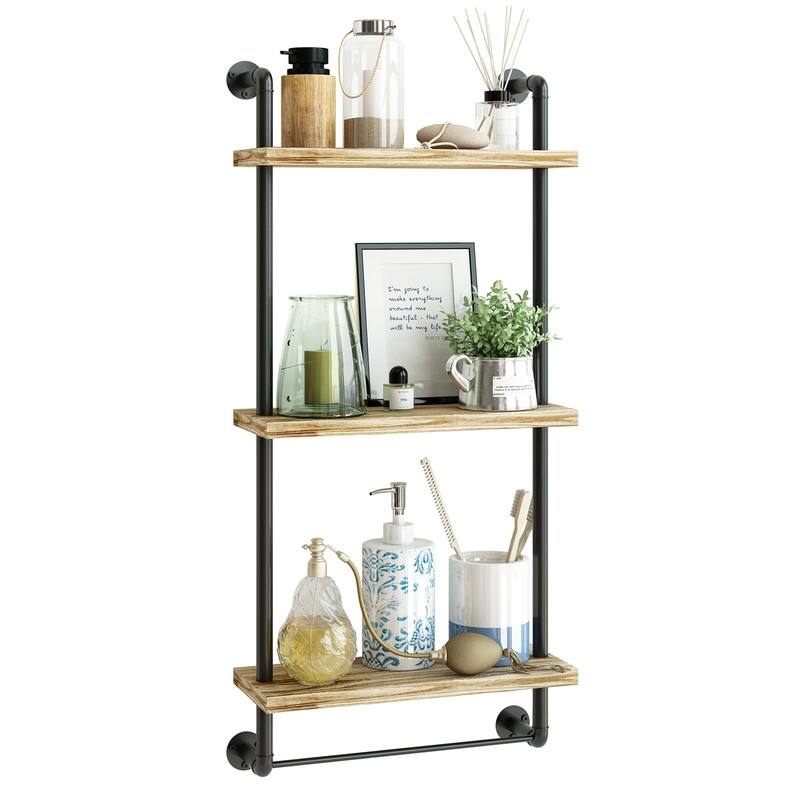 Over The Toilet Storage - 15.7"D x 0.6"W x 5.9"H - 3 Tier-15.7in-Carbonized Black