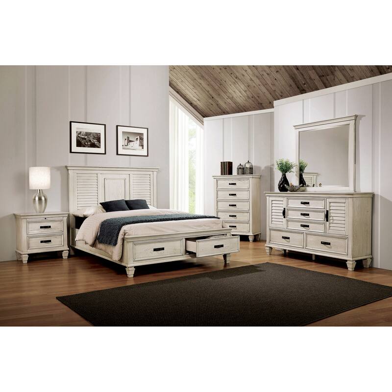 Capistrano Antique White 2-piece Storage Bedroom Set with Chest - Queen