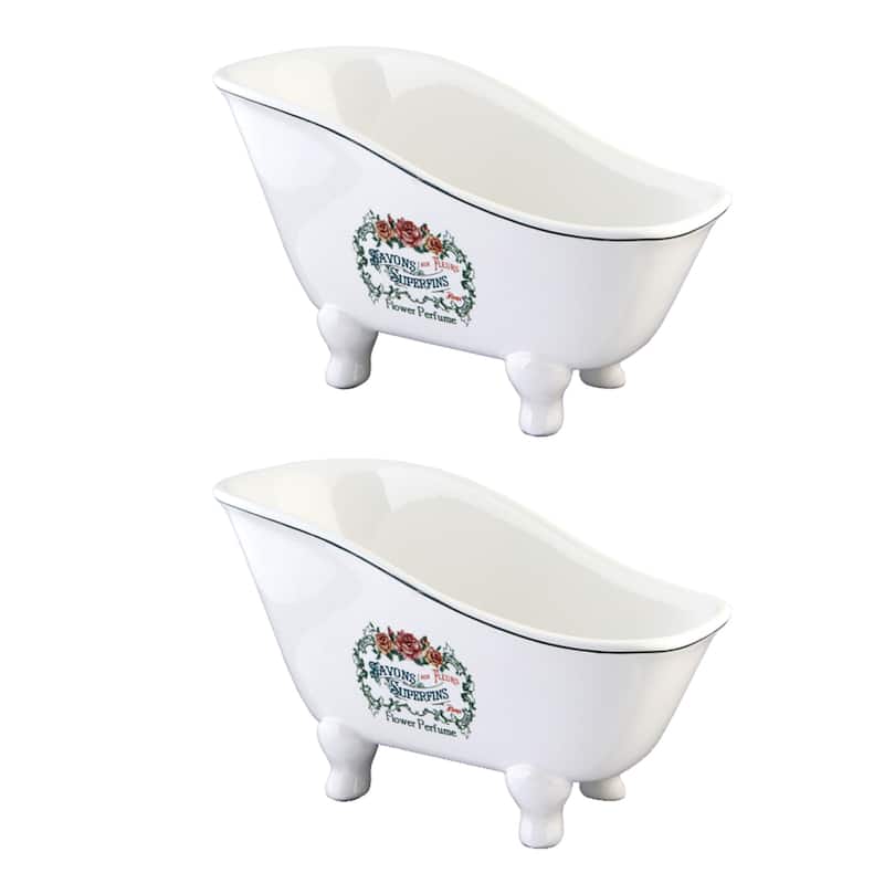 Kingston Brass Slipper Bathtub Countertop Soap Dish in White (2-pieces) - White