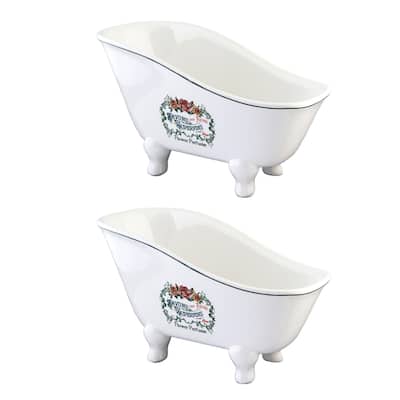 Kingston Brass Slipper Bathtub Countertop Soap Dish in White (2-pieces)