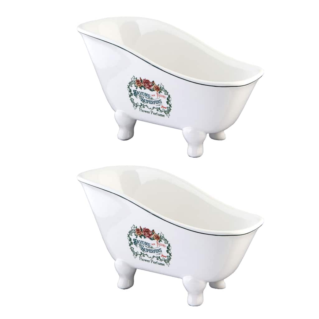 Kingston Brass Slipper Bathtub Countertop Soap Dish in White (2-pieces)