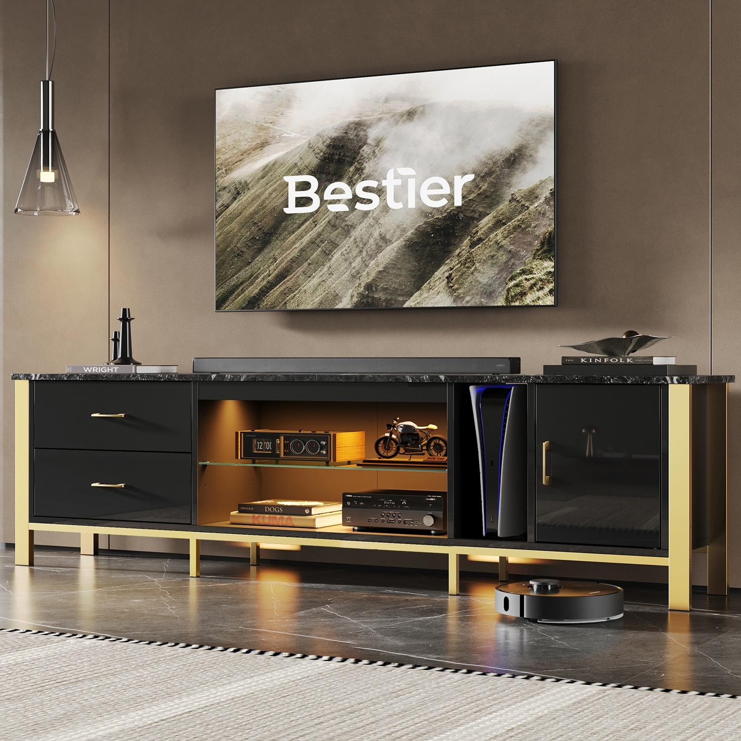 85 inch deals tv stand black