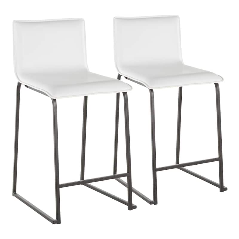 Porch & Den Mara Upholstered Counter Stool in Black Metal (Set of 2) - N/A