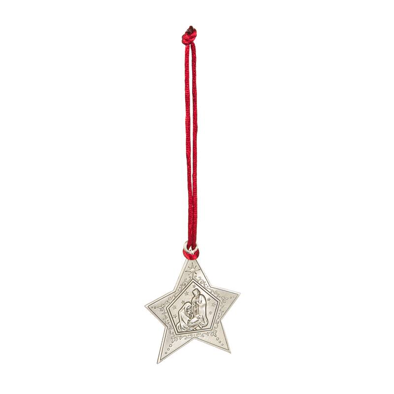 Solid Pewter Christmas Tree Ornament - Nativity