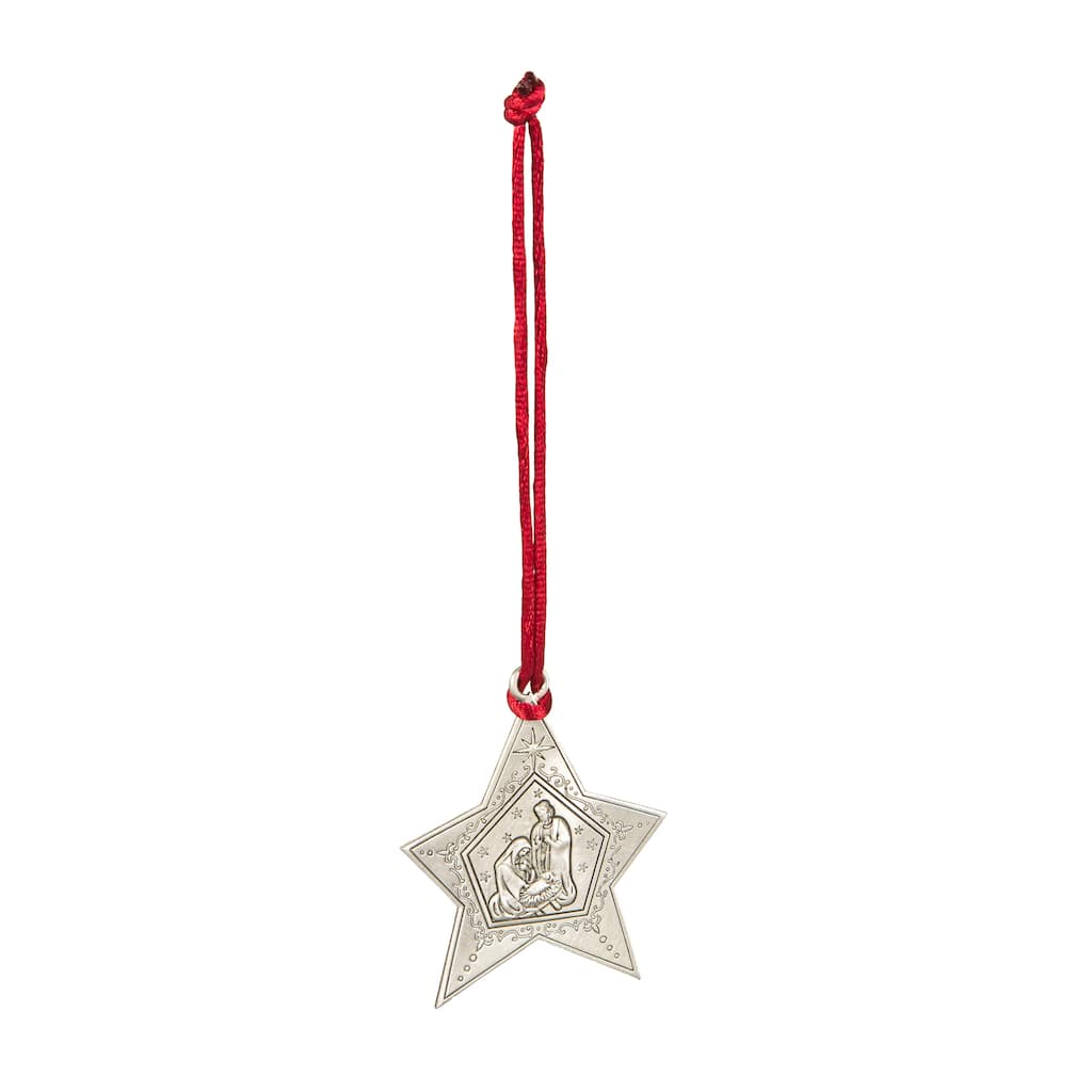 Solid Pewter Christmas Tree Ornament - Nativity