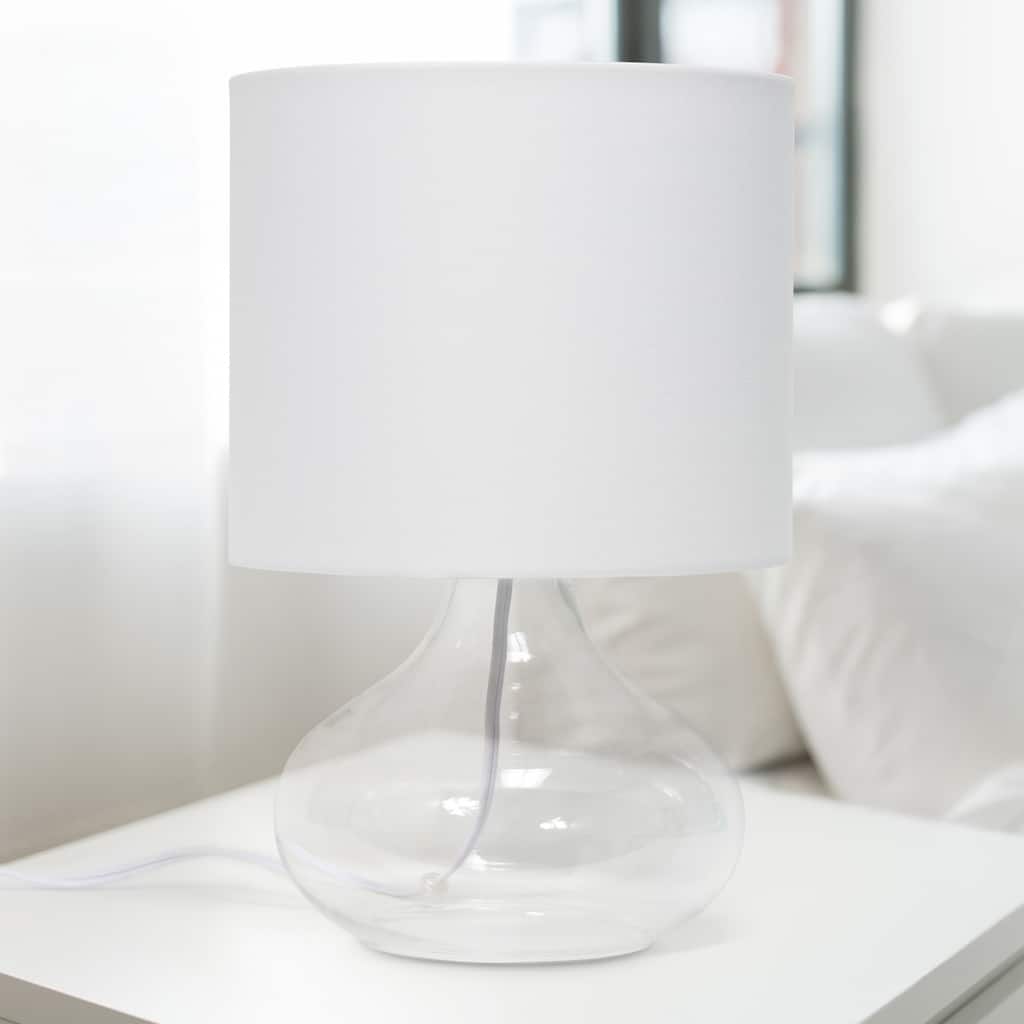 Glass Table Lamp with Drum Shade - 13.75" - Clear and White
