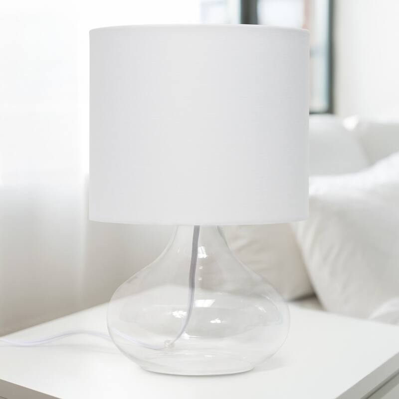 Glass Table Lamp with Drum Shade - 13.75" - Clear and White