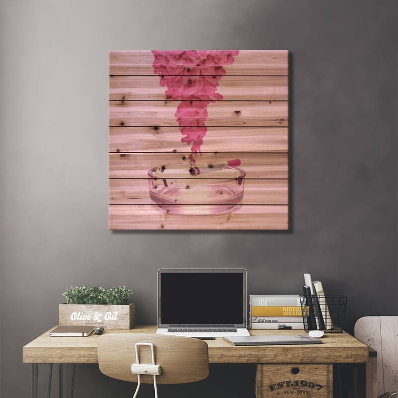 Pink Smoke Print On Wood by Paul Fuentes - Multi-Color