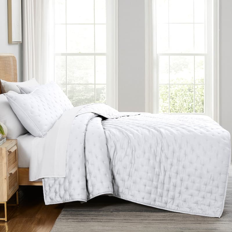 Luxurious 100% Viscose from Bamboo Quilt and Sham Set - White - Oversized King