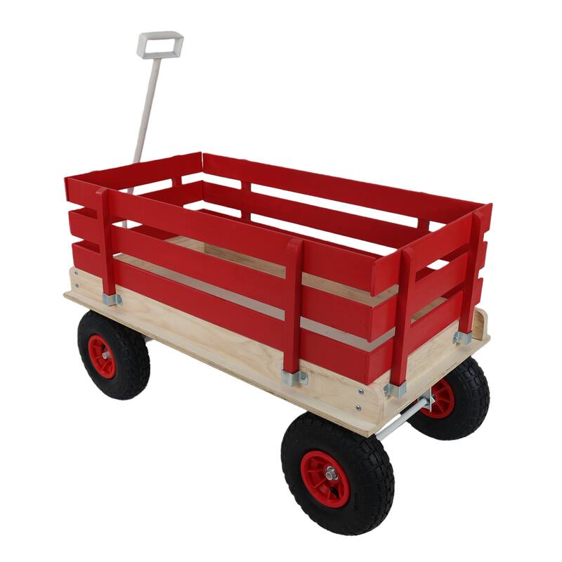 Fresh blue wooden household trolley for children's toy transportation/garden tool cart/outdoor portable trolley