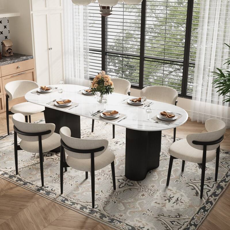 Mid-Century Ash Dining Chair, Solid Wood Legs, Kitchen Chairs with Beige Cotton & Linen Fabric, Set of 2 - Set of 1