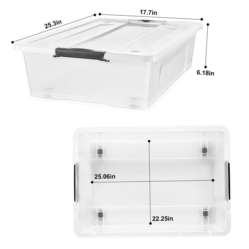 Sorbus Clear Underbed Stackable Storage Bins with Lids and Handles 40qt Capacity Boxes Organizer (Pack of 4)