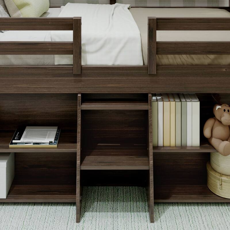 Max and Lily Farmhouse Twin Low Loft Bed with 2 Bookcases