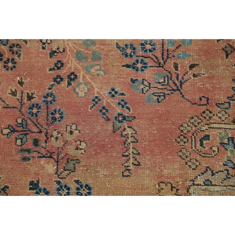 Traditional Mashad Persian Vintage Area Rug Hand-Knotted Wool Carpet - 9'5"x 12'5"