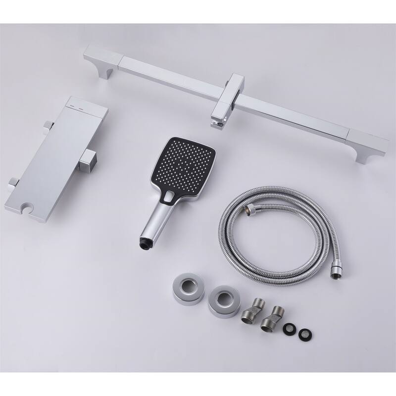 Modland Wall 3-mode High-pressure Bathtub Handheld shower with Faucet in White/Chrome