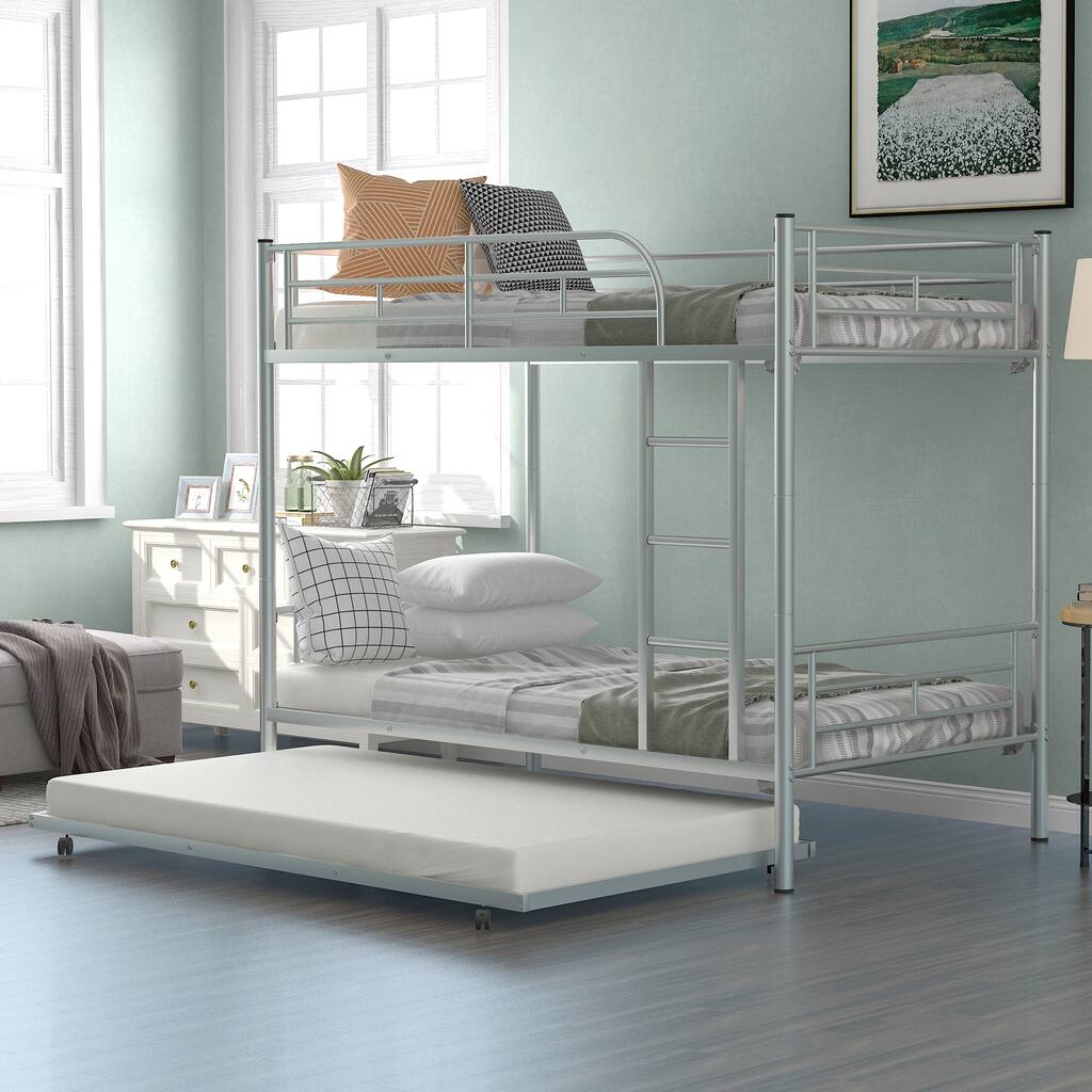 Solid Wood Twin over Full 53" Bunk Bed with 39" Twin Bed, 3 Drawers, Ladder, and Storage Space