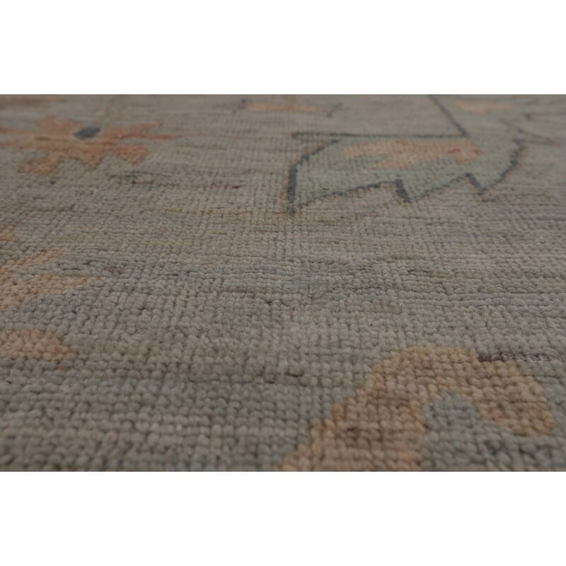Vegetable Dye Grey Oushak Turkish Rug Hand-Knotted Bedroom Wool Carpet - 9'0"x 12'0"