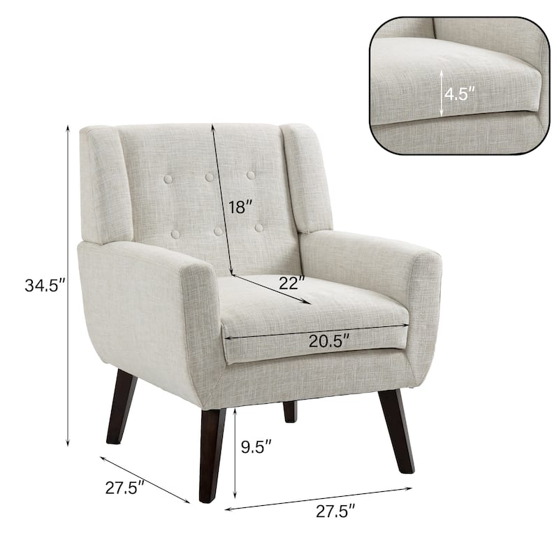 Tufted Linen/Cotton Loveseat with 2 Accent Chairs