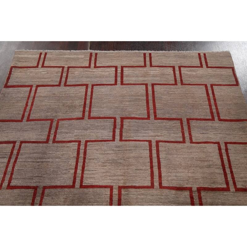 Geometric Modern Gabbeh Kashkoli Oriental Wool Area Rug Hand-knotted - 5'4" x 7'6"