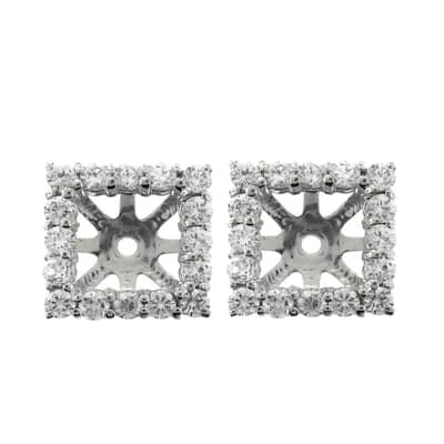 1 1/4ct Princess Cut Diamond Halo Earring Jackets White Gold (up to 6mm)