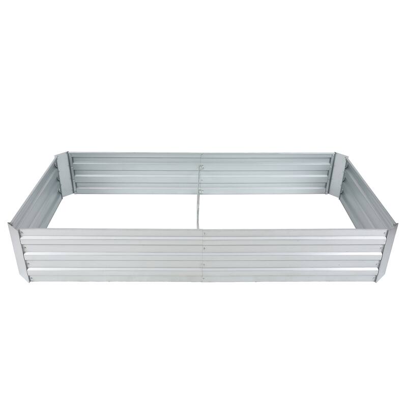 6-Ft Wide Galvanized Steel Rectangular Raised Garden Bed - 6 ft W x 3 ft D x 1 ft H