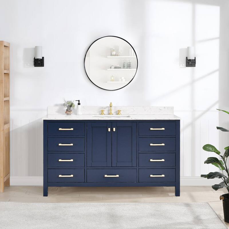 PROOX 60 in. W x 22in.D Freestanding Bath Vanity Engineered Top Single Rectangular Sink