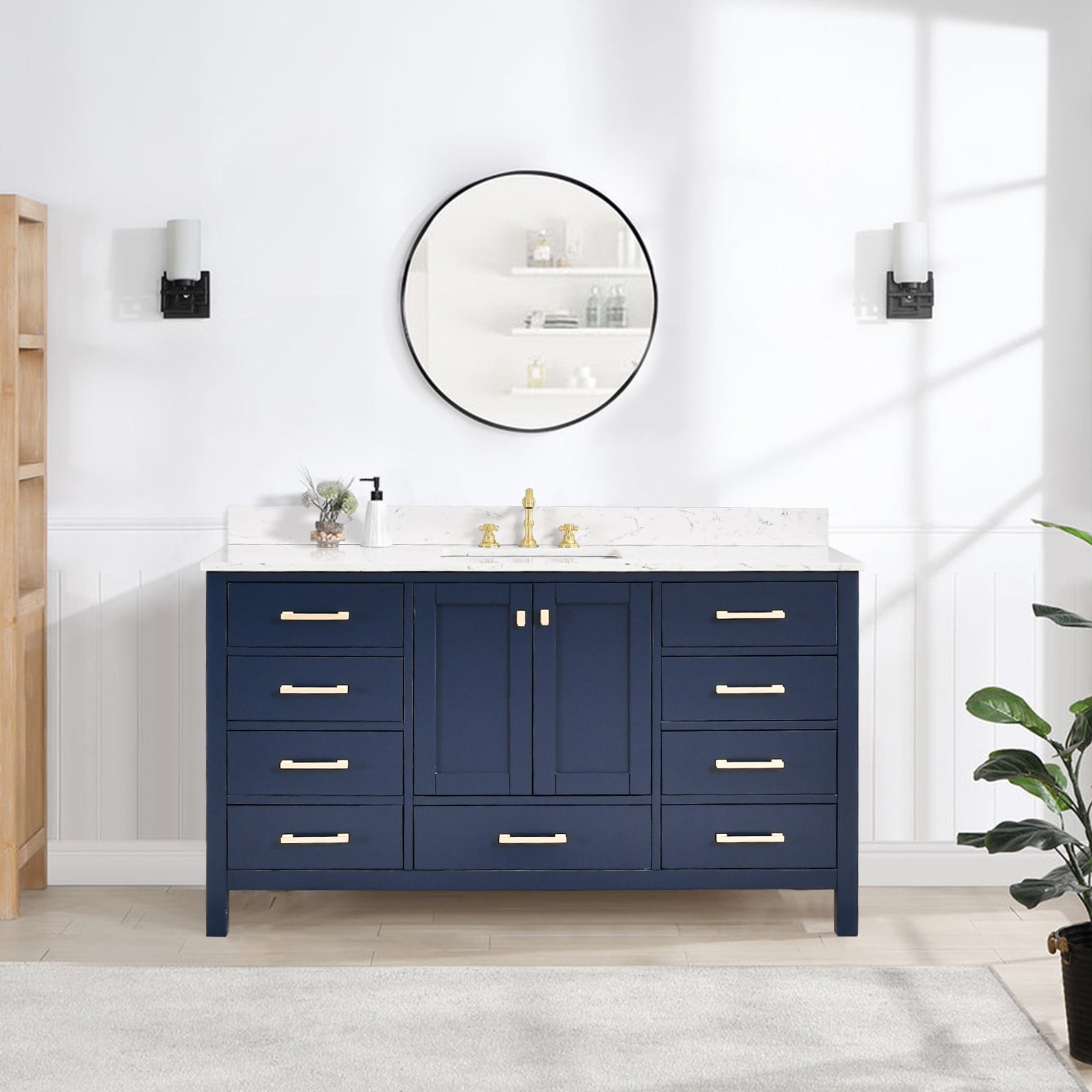 PROOX 60 in. W x 22in.D Freestanding Bath Vanity Engineered Top Single Rectangular Sink