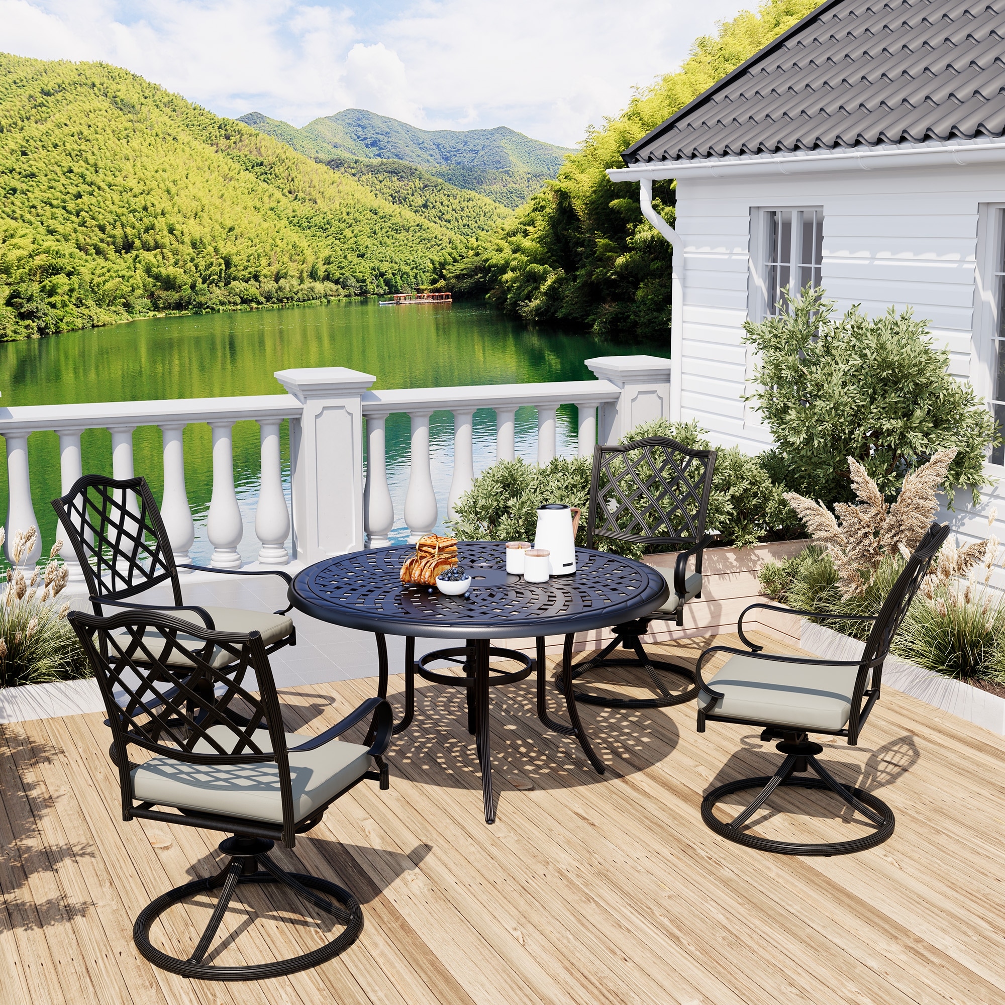5 piece swivel patio dining set deals