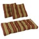 preview thumbnail 3 of 12, Tufted Indoor/Outdoor Settee Cushion Set (Set of 3) Kingsley Stripe Ruby
