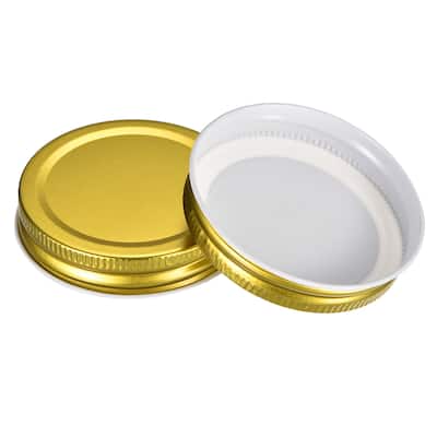 Mason Jar Lids, 6 Pcs - Tinplate Canning Lids Regular Mouth Leak Proof - Gold