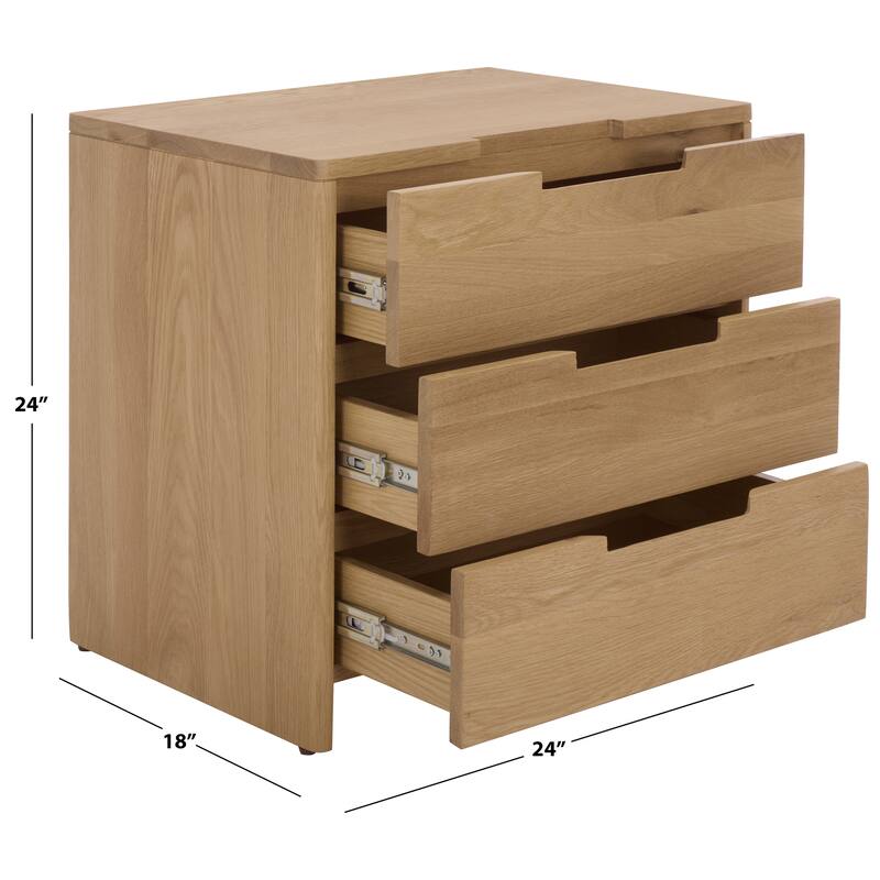 SAFAVIEH Couture Riverside Oak Wood 3-Drawer Nightstand