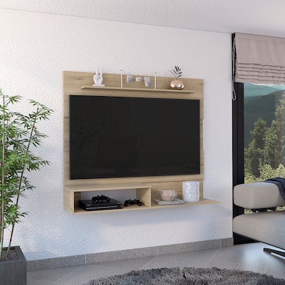 Beijing Floating Entertainment Center, One Superior Shelf, Two Shelves, Space For The TV´s up 55" -Light Pine