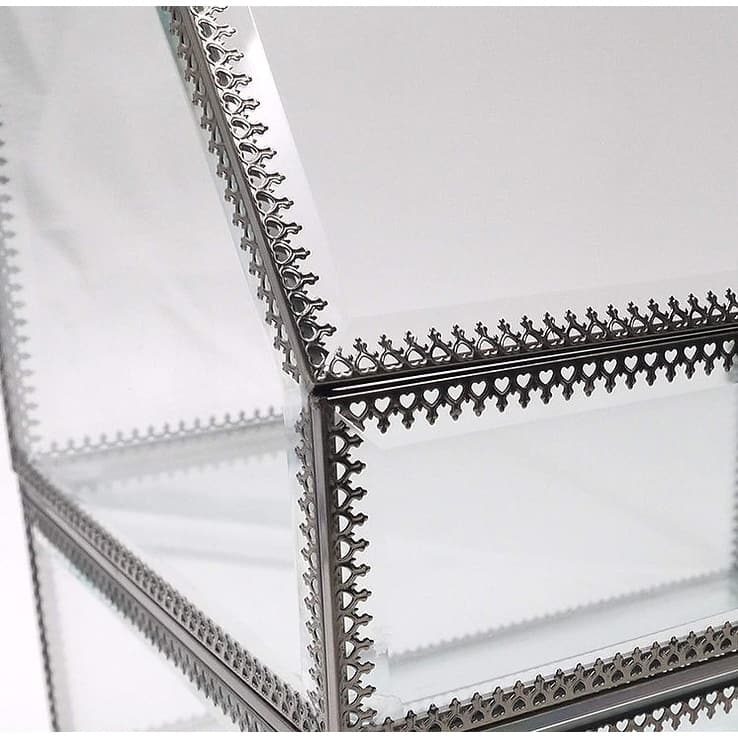 Luxury 19.25'' Height Glass Makeup Organizer With Diamond Cut for Vanity and Bathroom - 4 PIECES SET