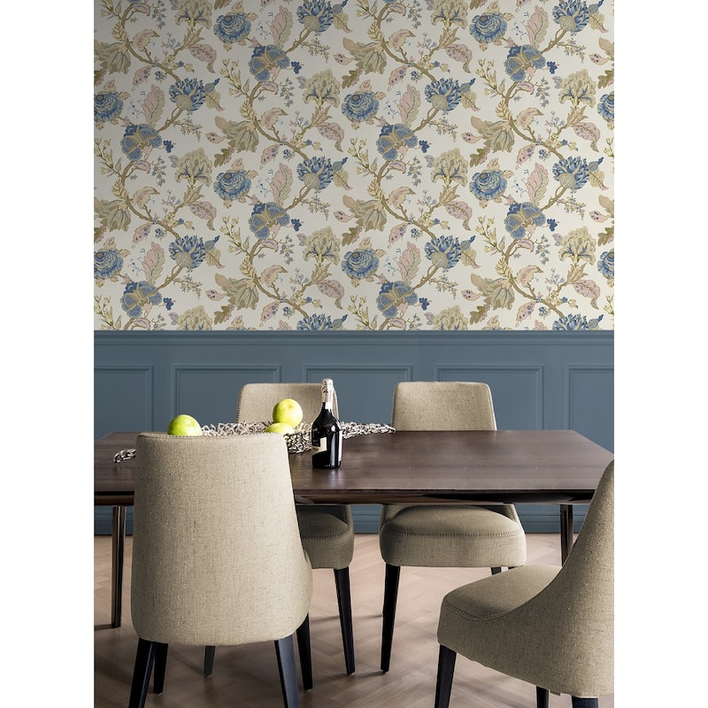 Seabrook Designs Lana Jacobean Prepasted Wallpaper