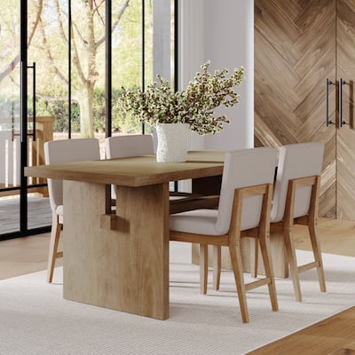 Briggs Modern Dining Table for 6, Small Rectangle Dining Table with Solid Wood Legs