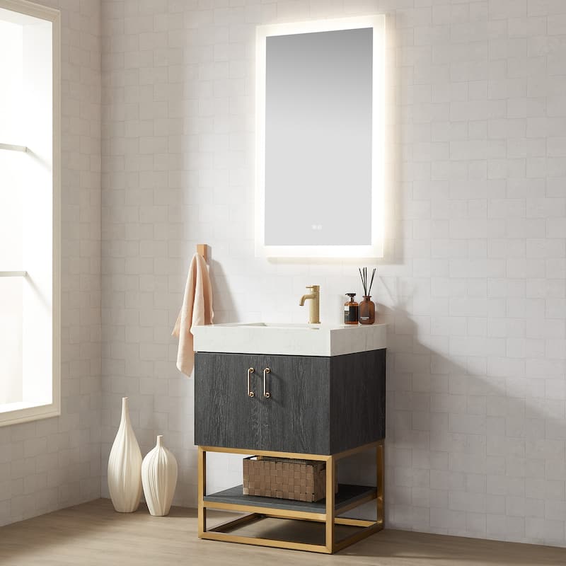 Alistair Bath Vanity with Grain White Stone Top without Mirror