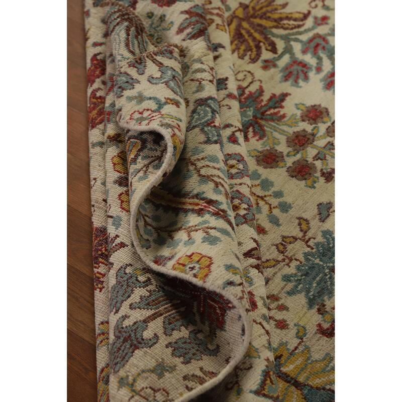 Hand Knotted Oriental 100% Wool Carpet Traditional All-Over Beige & Ivories Ziegler Area Rug - 7' 8'' X 5' 7''