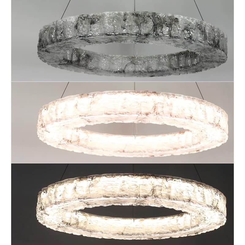 Modern LED 1-Light Ring Chandelier for Dining Living Room - Gold - 31.5" Dia. x 4" H