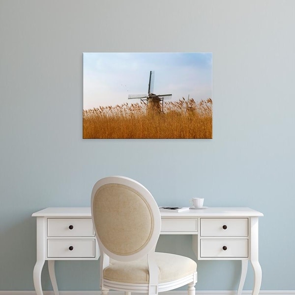 Easy Art Prints Keren Su's 'Windmills Along The Canal In Kinderdijk' Premium Canvas Art