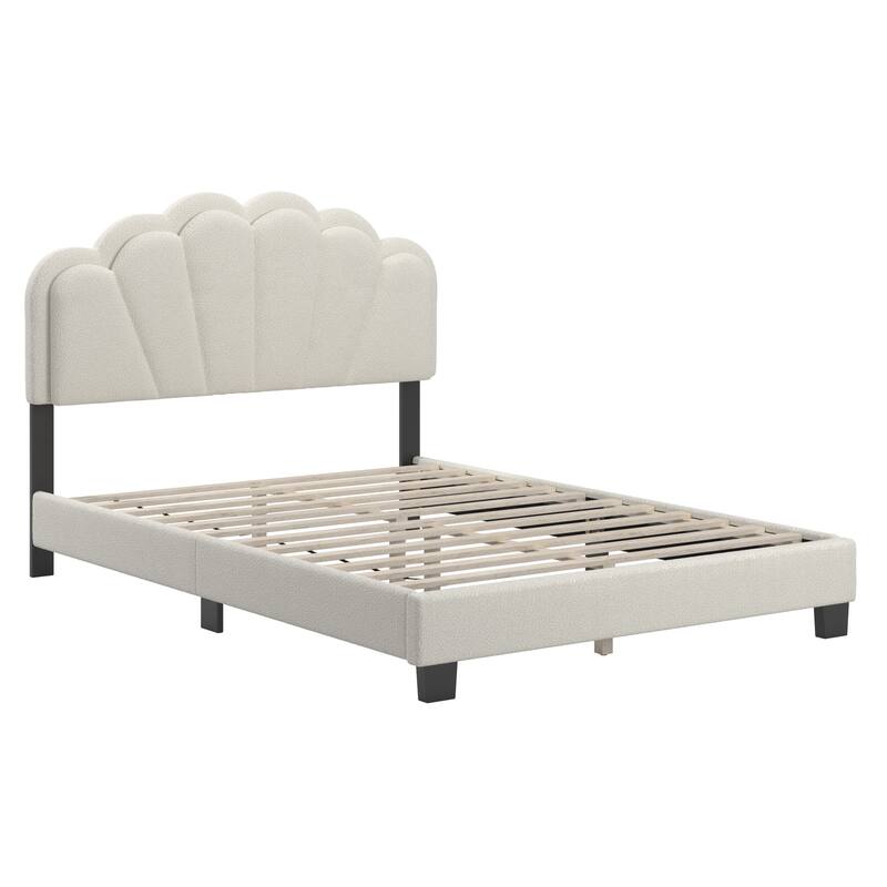 Wacissa LED Headboard Boucle Queen Platform Bed by iNSPIRE Q Modern